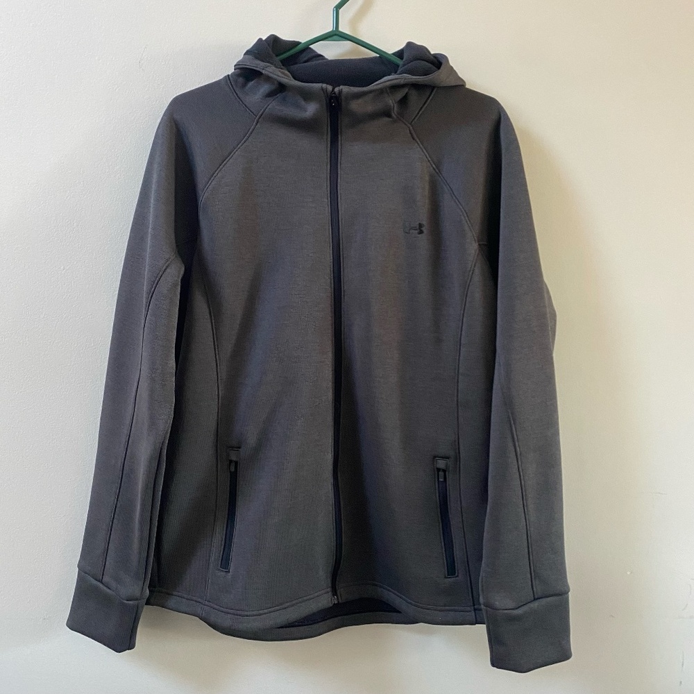 Gray Under Armour hooded fleece lined full-zip jacket Size XL